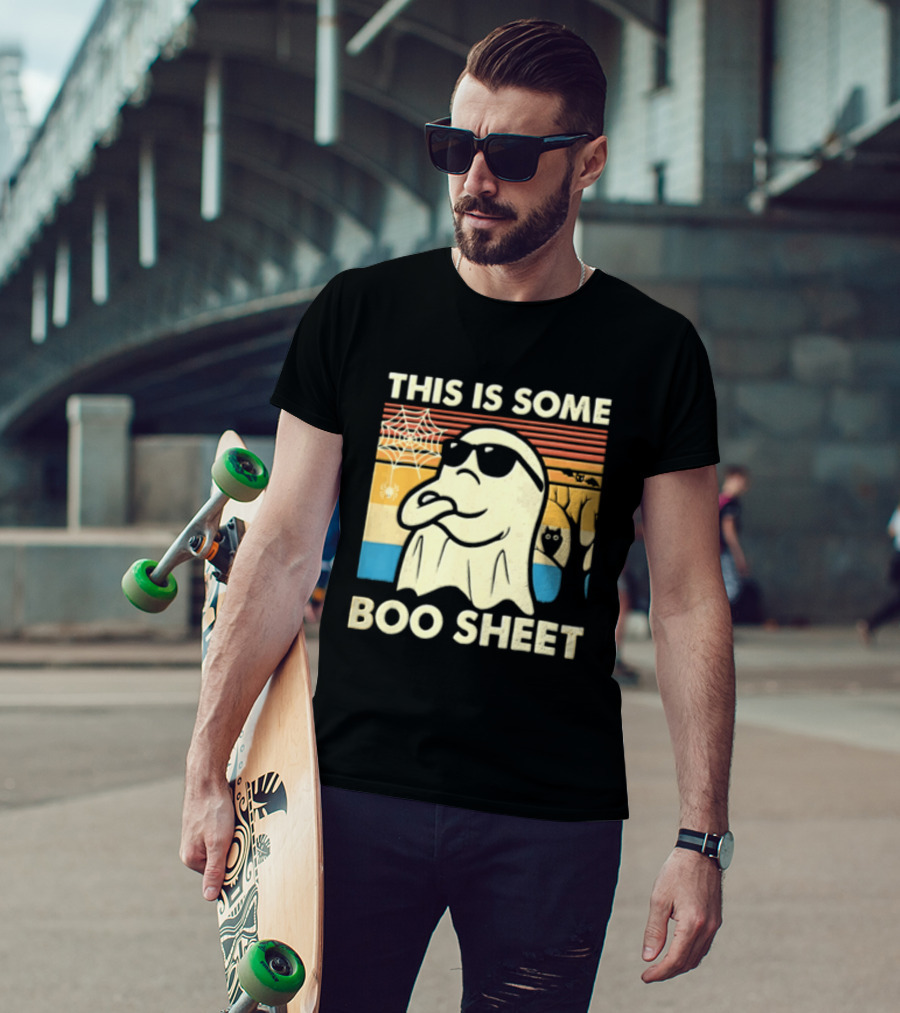 This Is Some Boo Sheet Sunset Ghost Sunglasses Tree T-Shirt