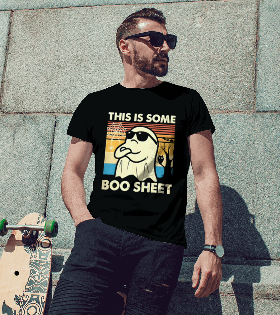 This Is Some Boo Sheet Sunset Ghost Sunglasses Tree T-Shirt