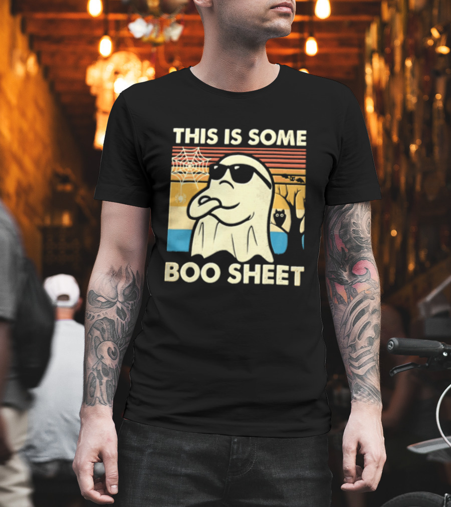 This Is Some Boo Sheet Sunset Ghost Sunglasses Tree T-Shirt