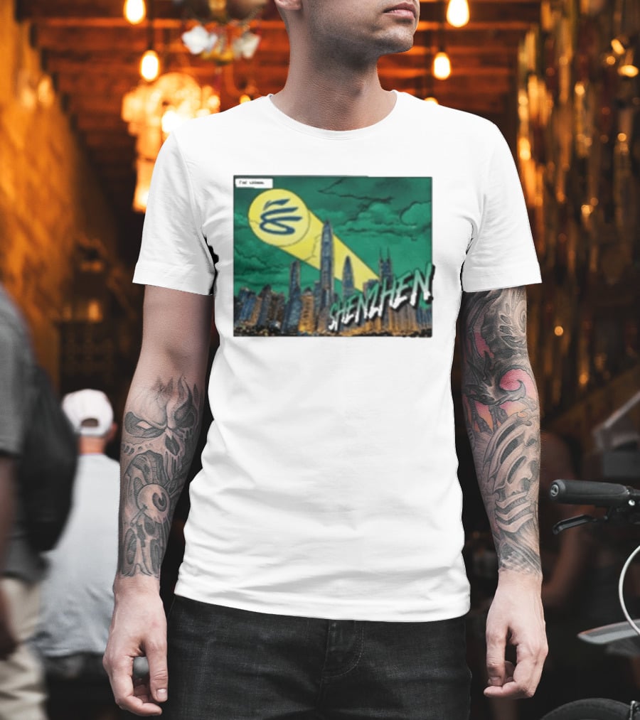 Stephen Curry Li Ning X Curry China Tour Shenzhen City Skyline Spotlight T-Shirt