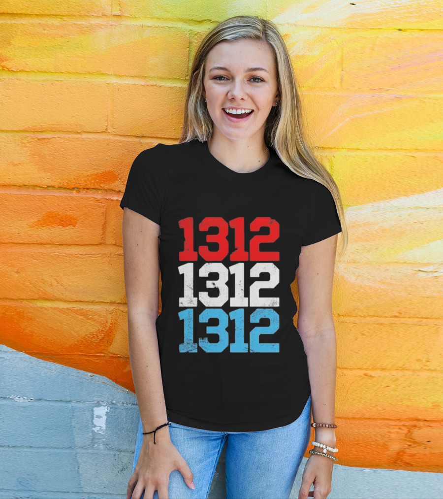 1312 ACAB Distressed Protest Red White Blue Stacked T-Shirt