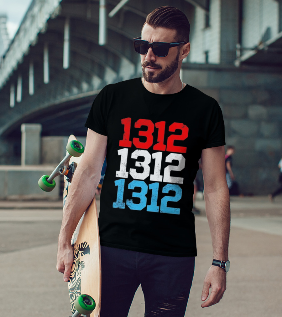 1312 ACAB Distressed Protest Red White Blue Stacked T-Shirt