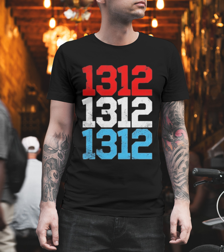 1312 ACAB Distressed Protest Red White Blue Stacked T-Shirt