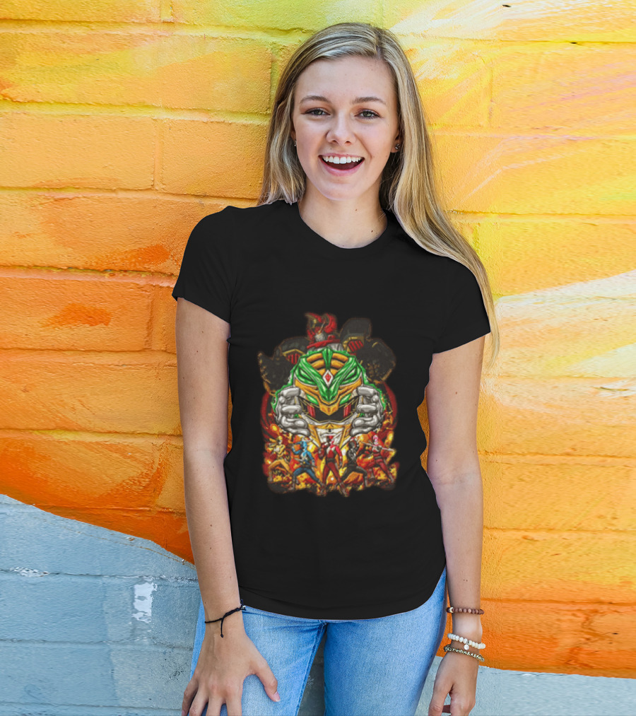 Mighty Morphin Power Rangers Green Ranger Red Ranger Megazord Characters T-Shirt