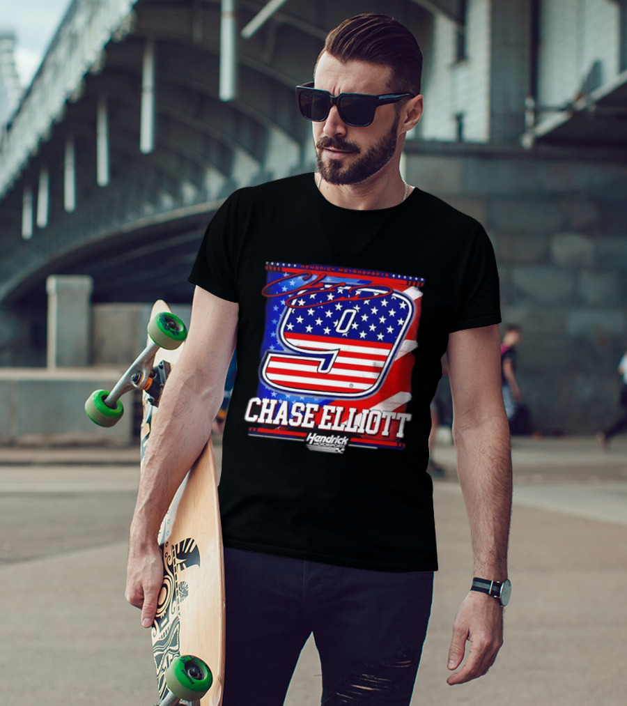 Chase Elliott 9 Hendrick Motorsports American Flag Racing T-Shirt