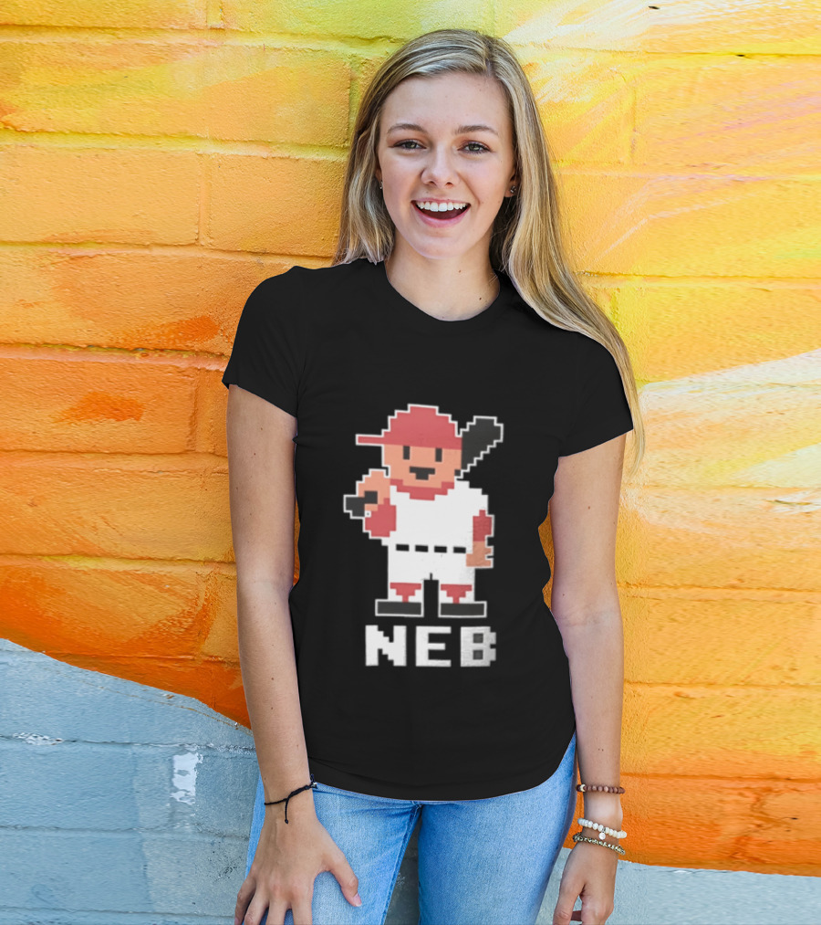 Nebraska Cornhuskers 8 Bit Baseball Player NEB T-Shirt