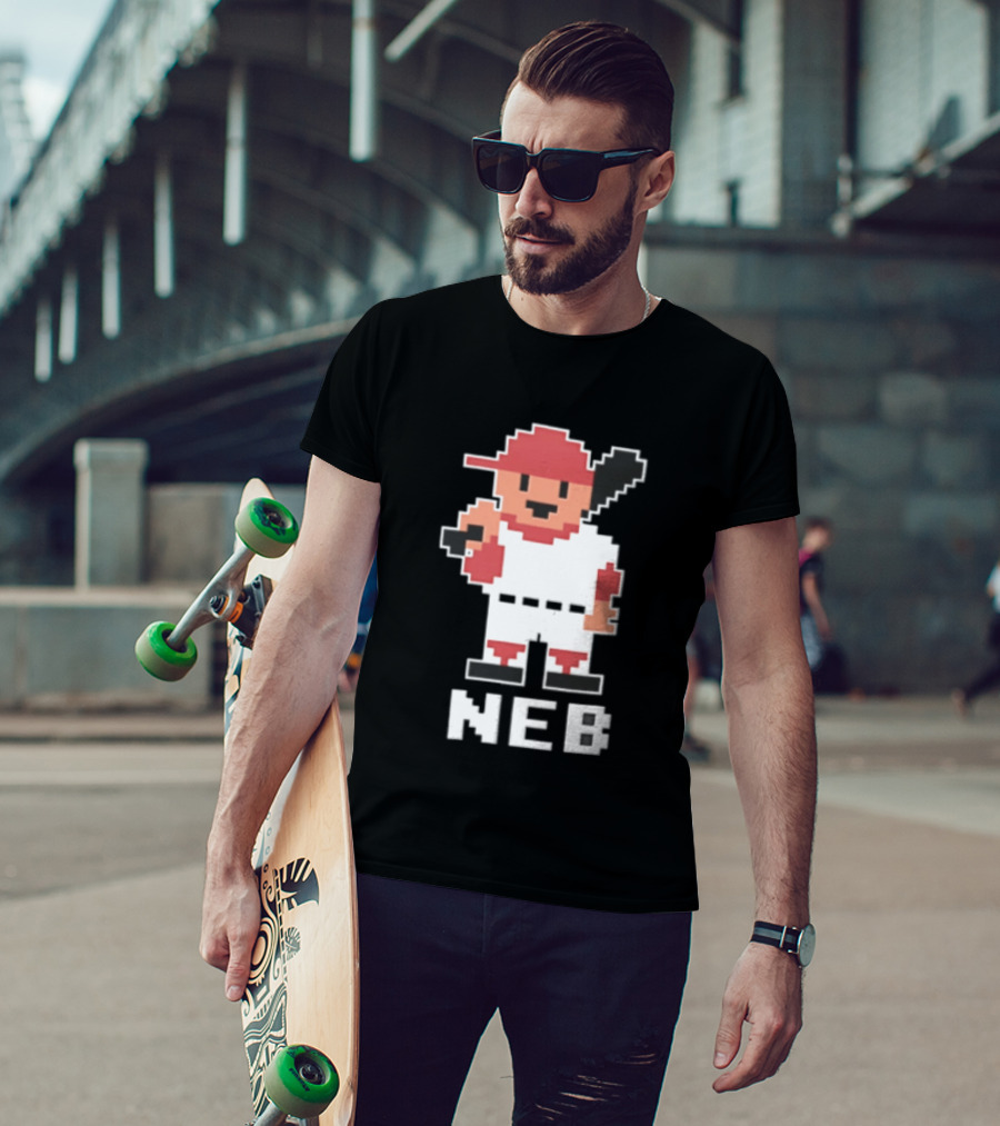 Nebraska Cornhuskers 8 Bit Baseball Player NEB T-Shirt