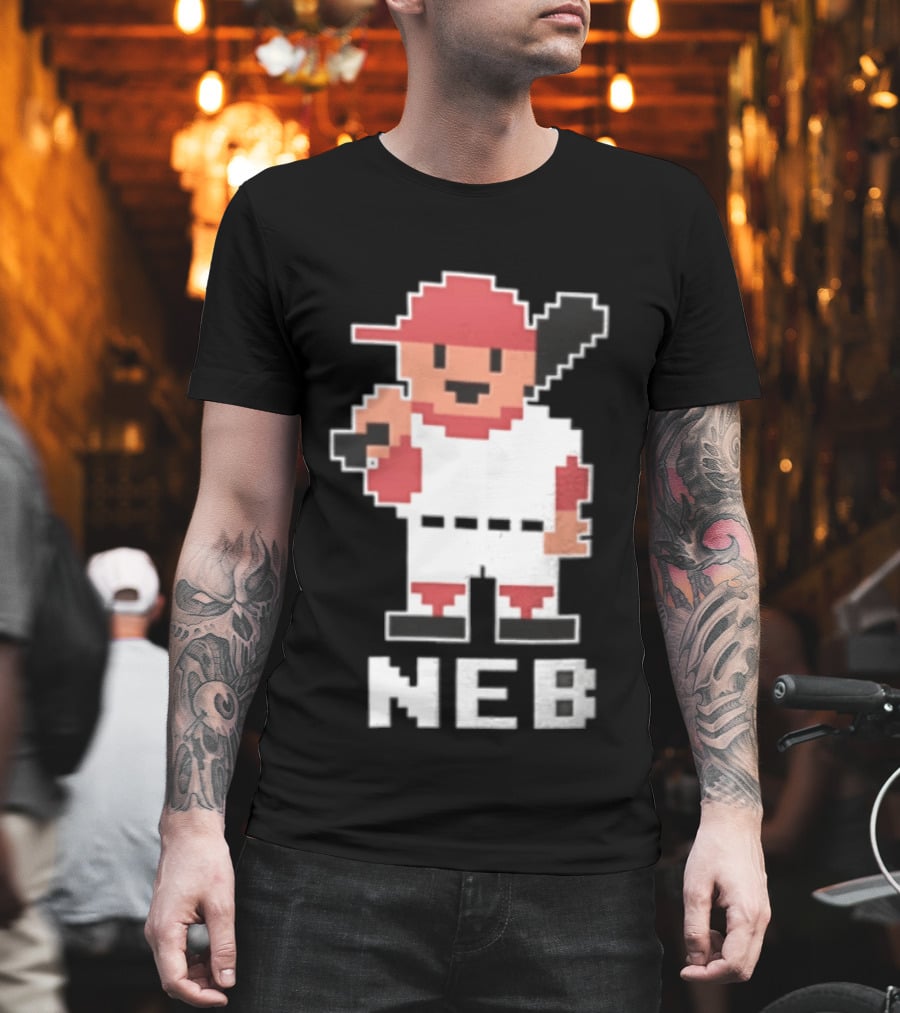 Nebraska Cornhuskers 8 Bit Baseball Player NEB T-Shirt