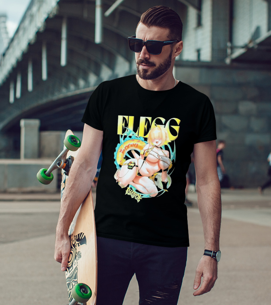 Elegg Illegal Waifus Electric Anime Character Beach Vibes T-Shirt