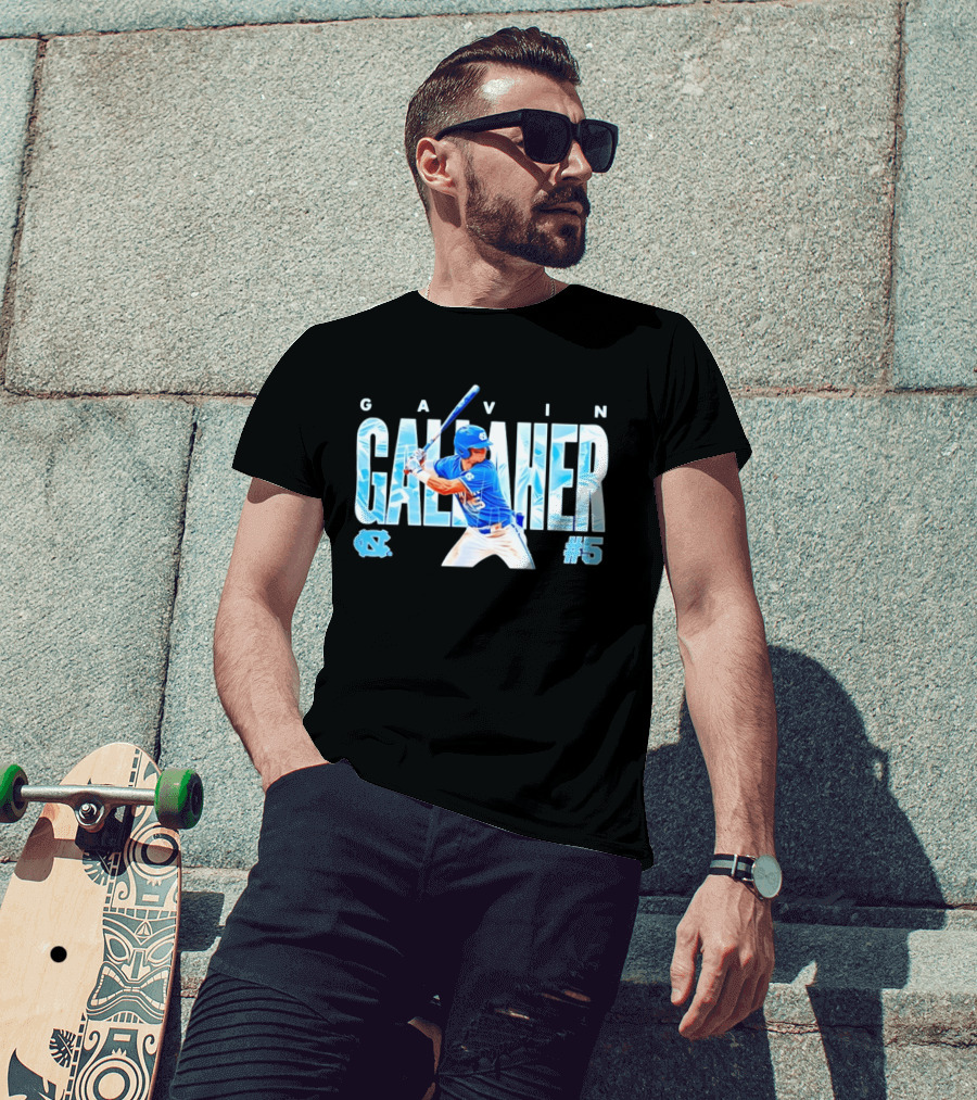 Gavin Gallaher #5 University Of North Carolina Tar Heels NCAA Baseball Player T-Shirt