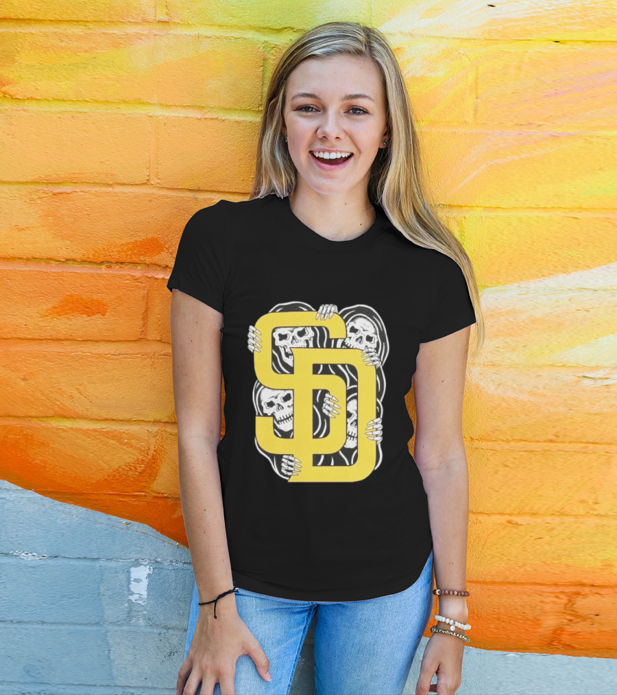 San Diego Padres SD Yellow Grim Reaper Skeletons T-Shirt