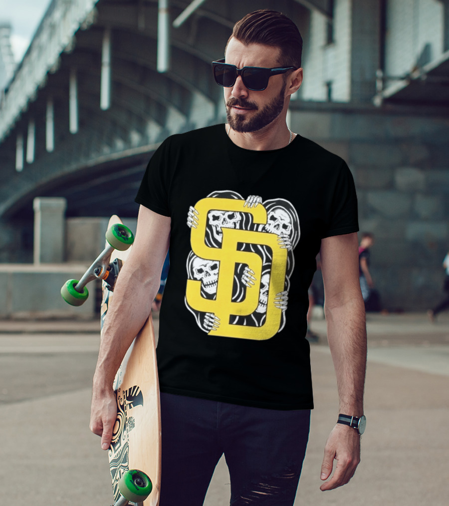 San Diego Padres SD Yellow Grim Reaper Skeletons T-Shirt