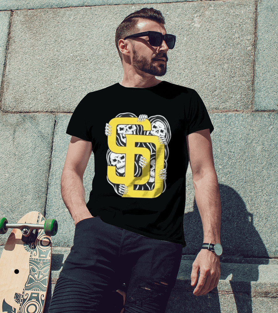 San Diego Padres SD Yellow Grim Reaper Skeletons T-Shirt