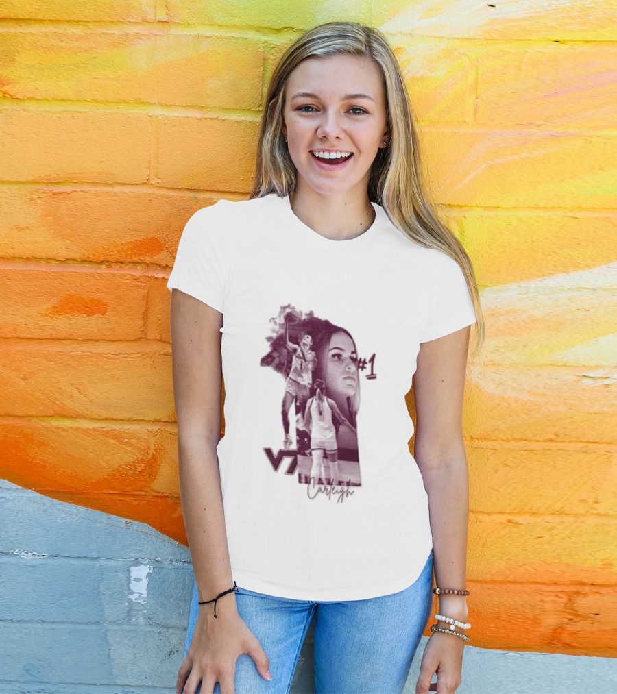 Carleigh Wenzel Virginia Tech Hokies Number 1 Let's Go Hokies Basketball Player VT T-Shirt