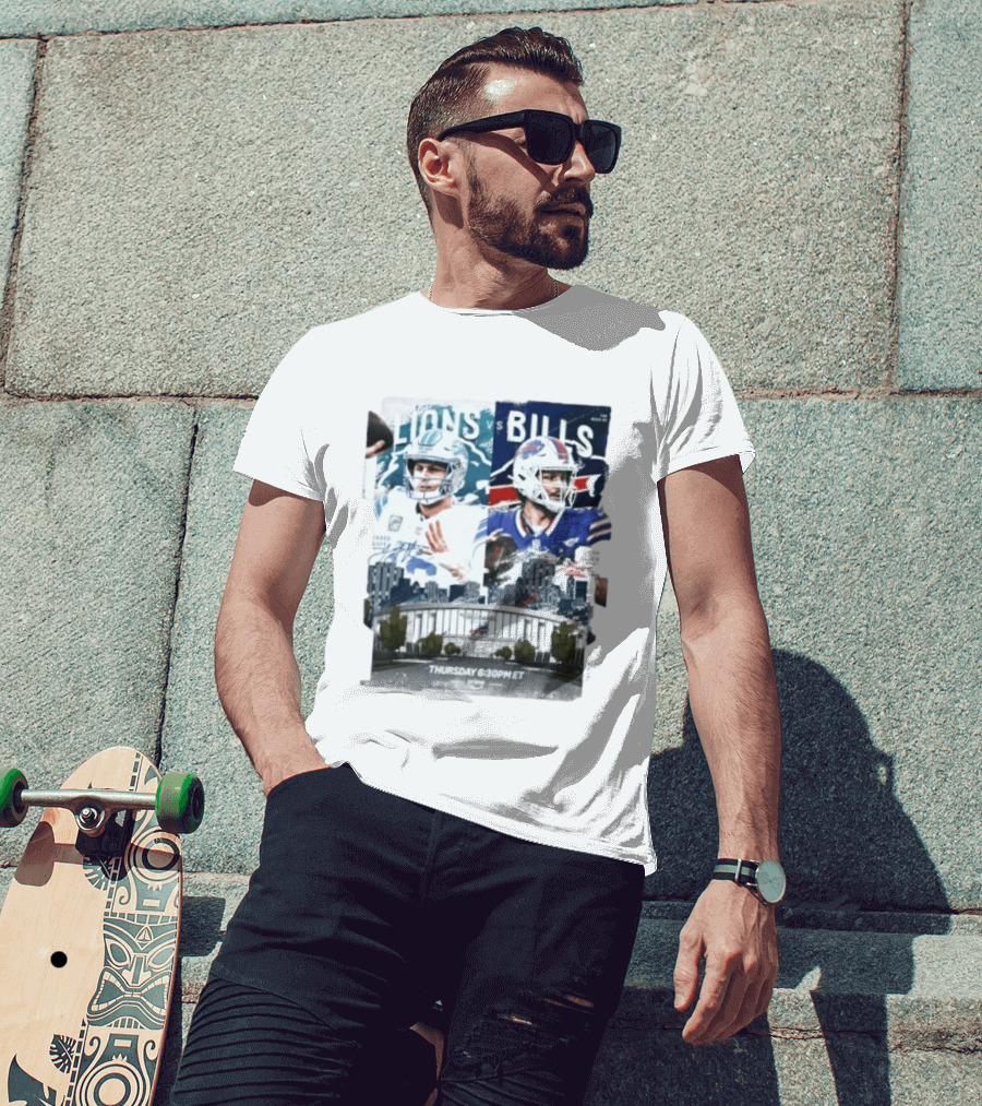 Jared Goff Detroit Lions Vs Josh Allen Buffalo Bills Thursday Night Football Week 02 6:30 PM ET T-Shirt