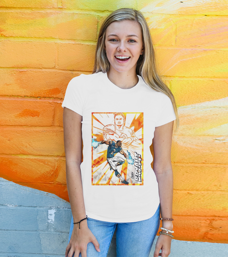 Coby Bryant Seattle Seahawks Football Card Dynamic Illustration With Chicago Bears T-Shirt