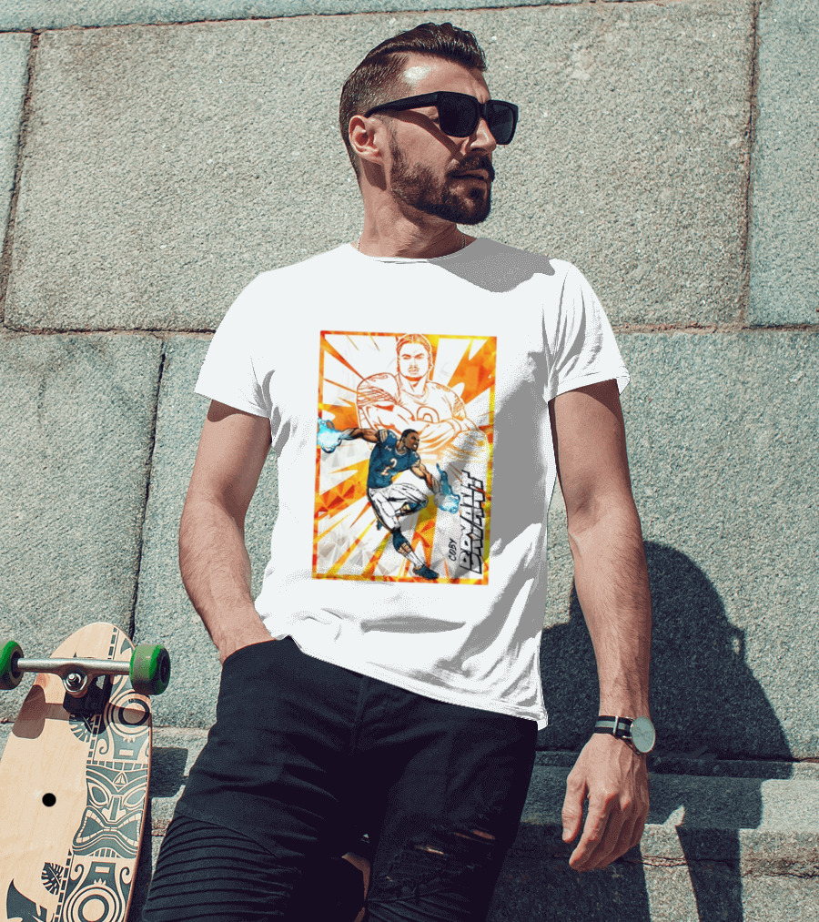 Coby Bryant Seattle Seahawks Football Card Dynamic Illustration With Chicago Bears T-Shirt