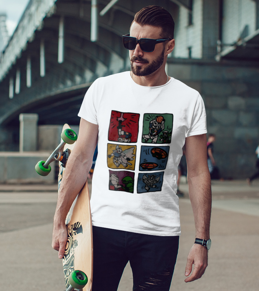 Keith Haring Japanese Mecha Robot Comic Panels Pop Cartoon T-Shirt