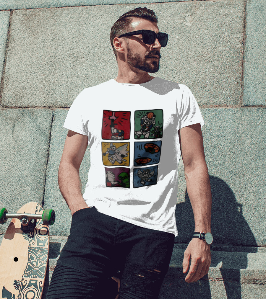Keith Haring Japanese Mecha Robot Comic Panels Pop Cartoon T-Shirt