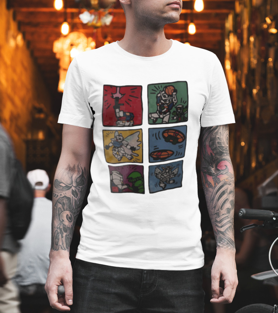 Keith Haring Japanese Mecha Robot Comic Panels Pop Cartoon T-Shirt