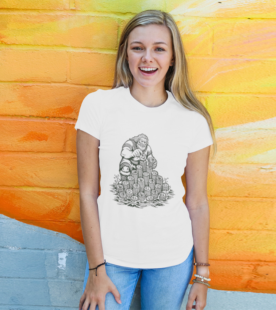 Dagda Irish Mythology Deity With Ireland 50p Coins Currency T-Shirt