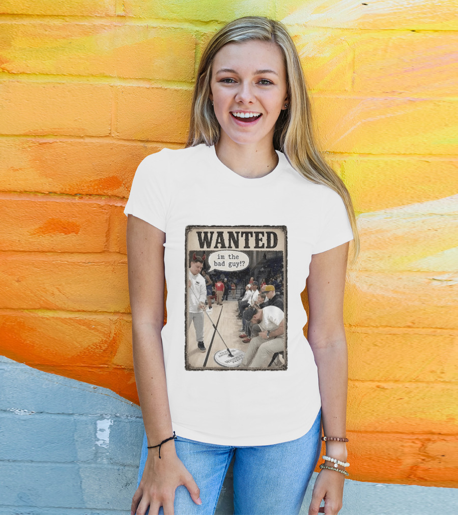 Wanted Im The Bad Guy!? Basketball Court Scene With Devil Horns T-Shirt