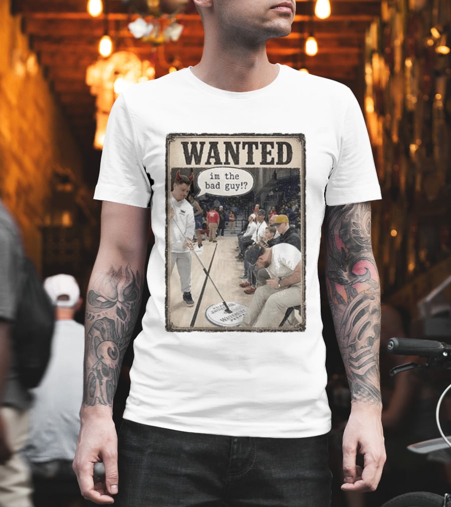 Wanted Im The Bad Guy!? Basketball Court Scene With Devil Horns T-Shirt
