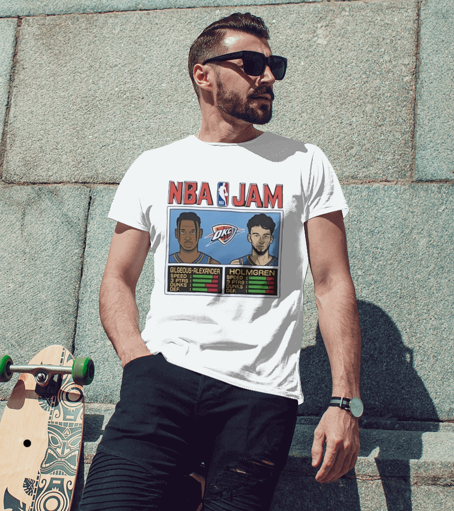 NBA Jam Shai Gilgeous Alexander Chet Holmgren OKC Thunder Stats T-Shirt