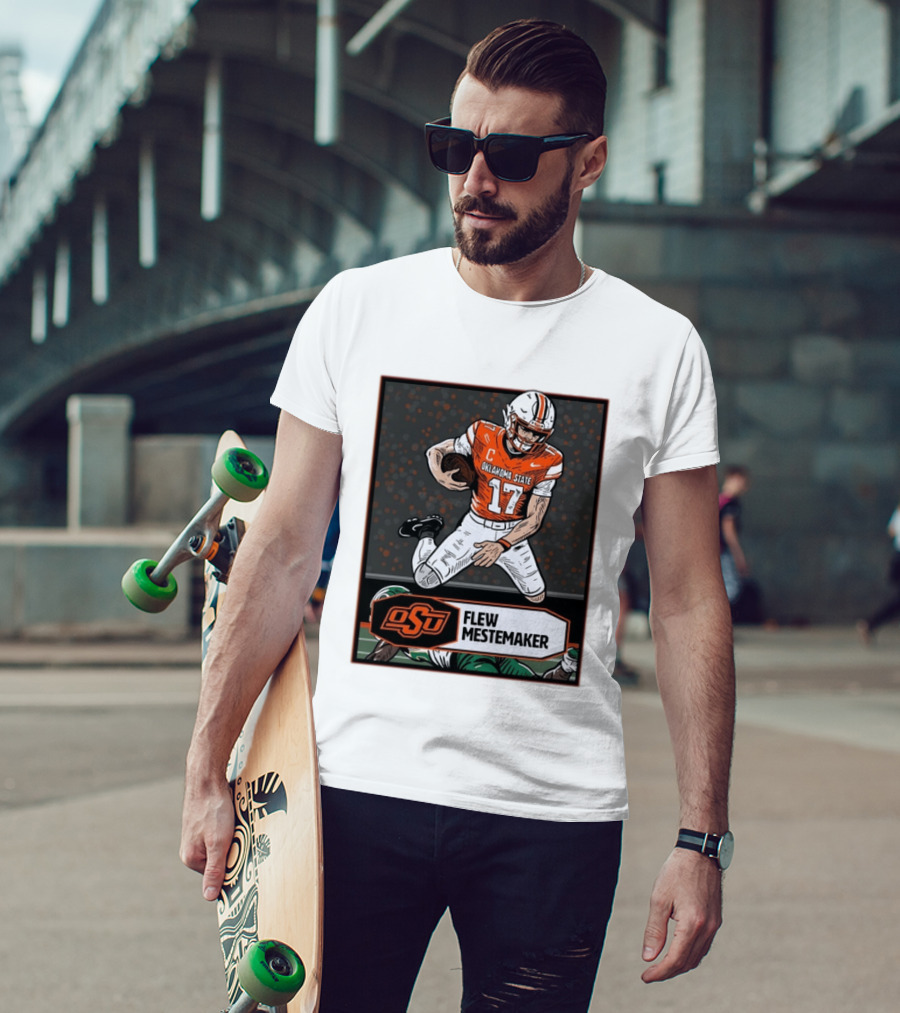 Oklahoma State Cowboys Flew Mestemaker 17 College Football Player Card T-Shirt