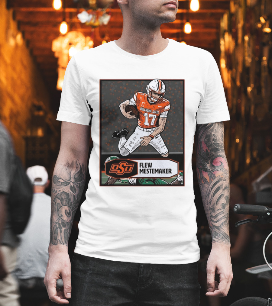 Oklahoma State Cowboys Flew Mestemaker 17 College Football Player Card T-Shirt
