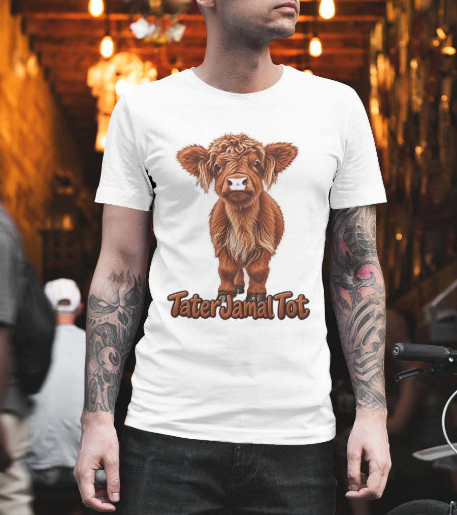 TaterJamal Tot Highland Cow Farm Animal Cute Brown Calf T-Shirt