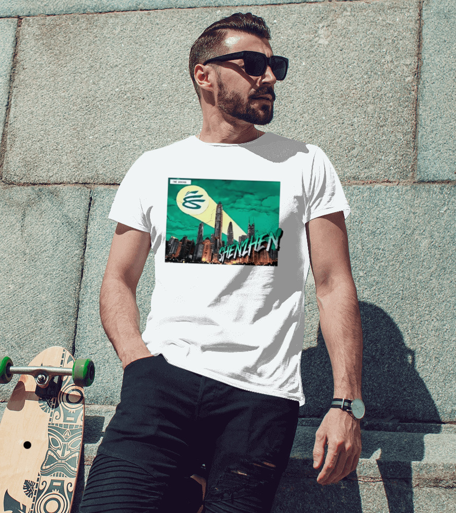 Shenzhen City Skyline With Illuminated Beacon And Clouds T-Shirt