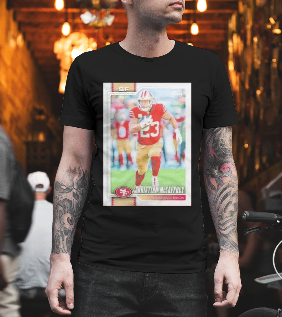 Christian McCaffrey SF 49ers Running Back No 23 NFL Player Card T-Shirt