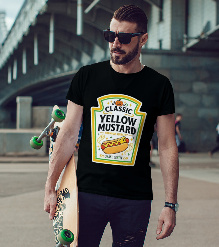 Classic Yellow Mustard Premium Quality Halloween Hot Dog Shake Gently T-Shirt