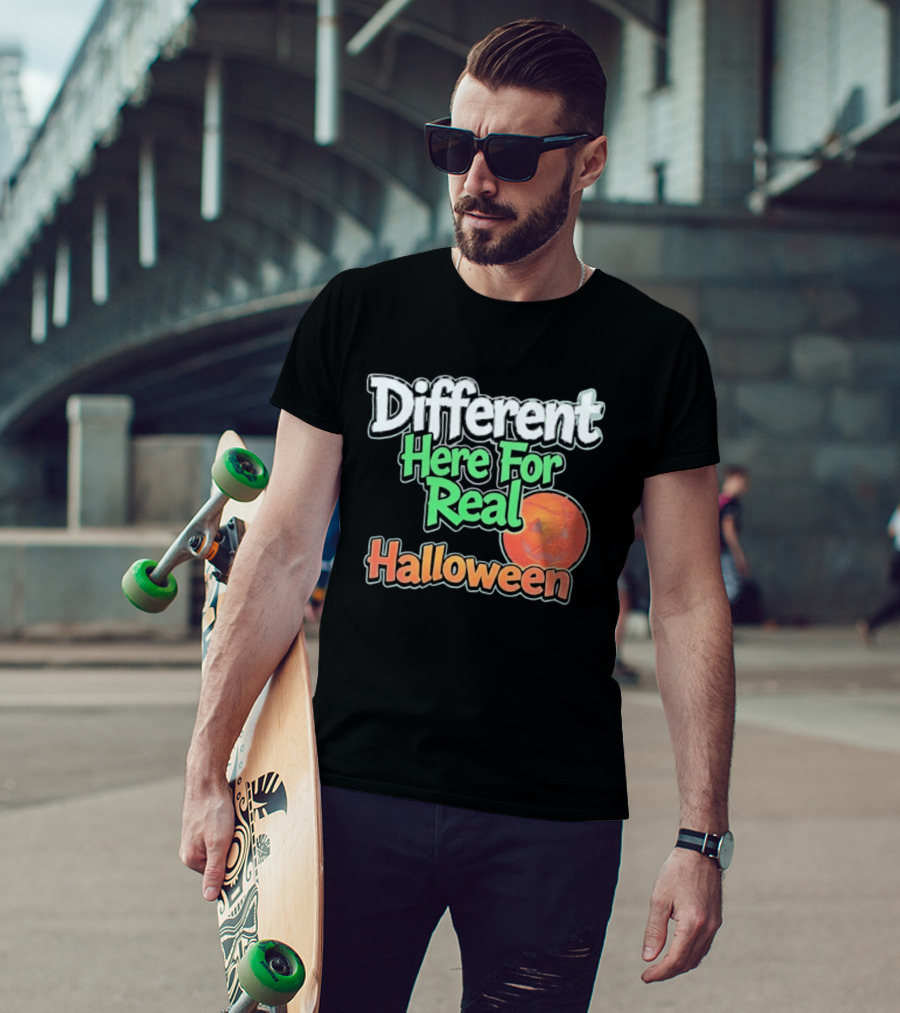 Different Here For Real Halloween Pumpkin Basketball T-Shirt