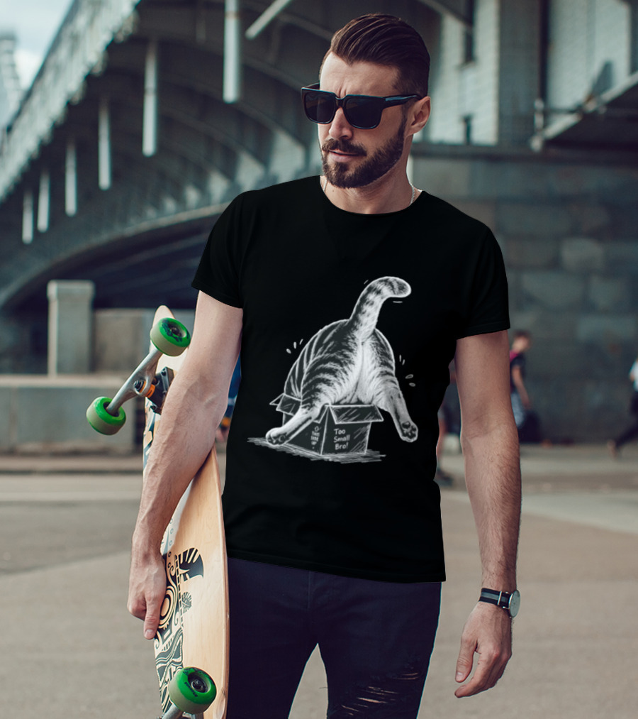 Too Small Bro Tabby Cat Stuck In Box Rear View T-Shirt