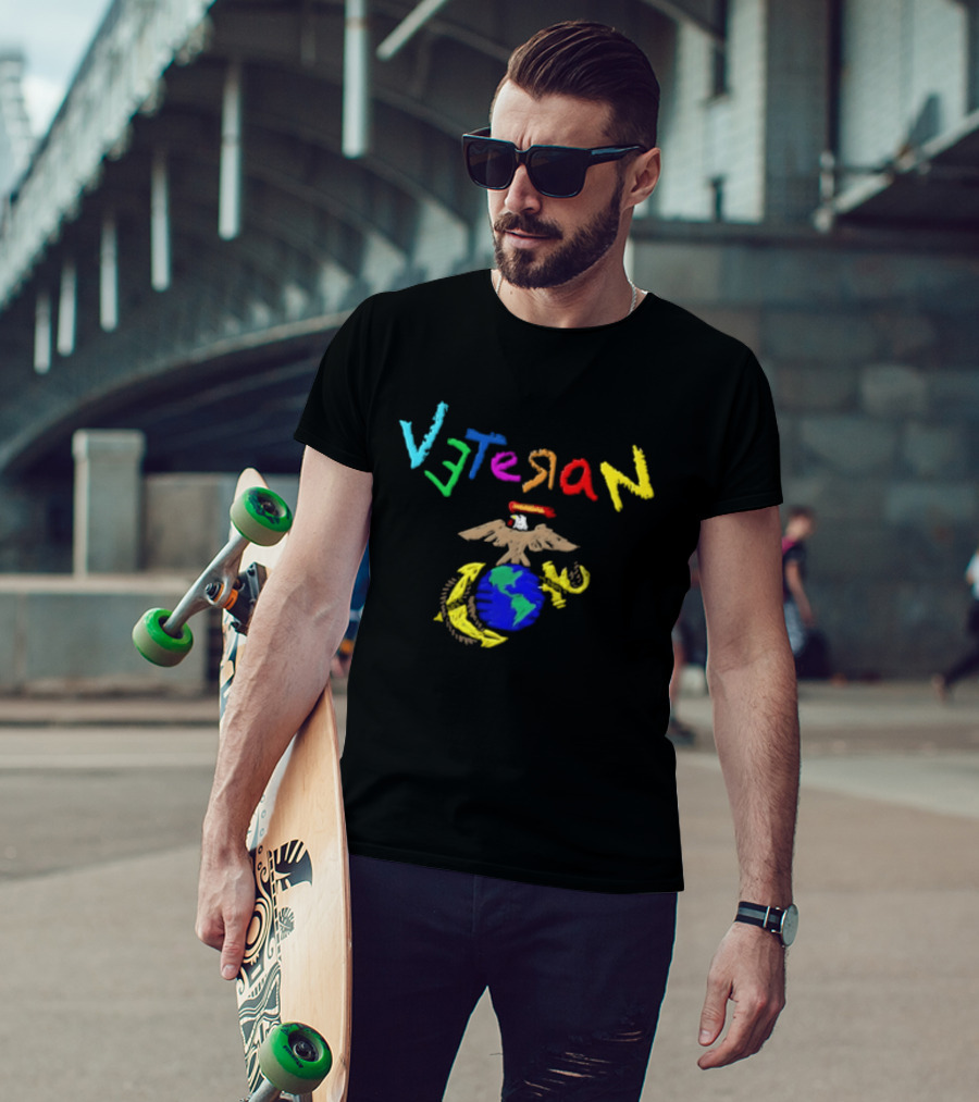 Veteran Eagle Globe And Anchor Colorful Military T-Shirt