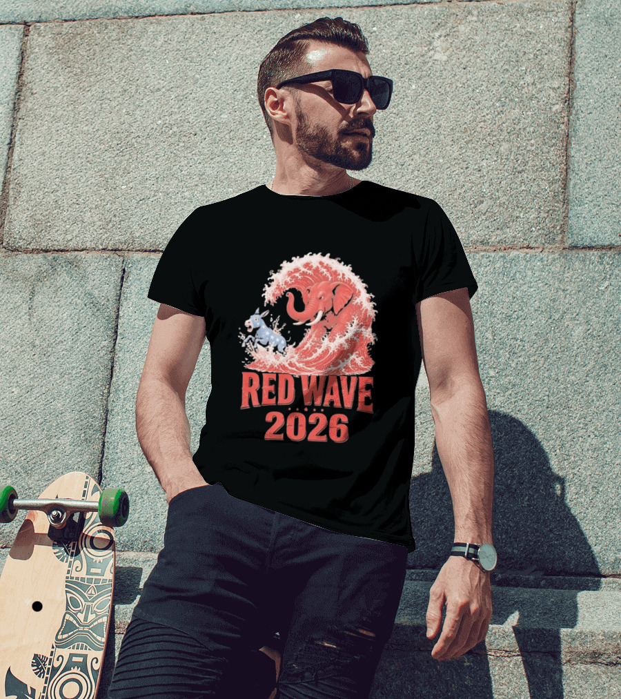Red Wave 2026 Republican Elephant Vs Donkey Political T-Shirt
