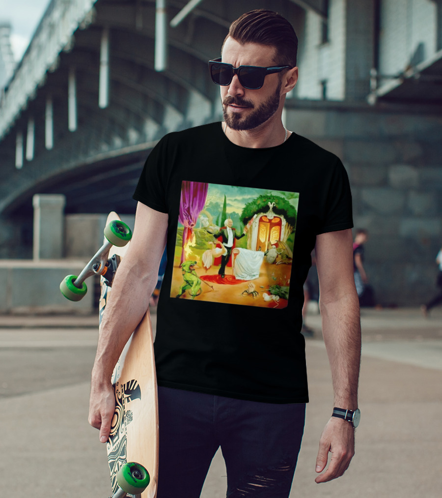 Surreal Magician Gothic Horror Sawing Woman In Half Fantasy Scene T-Shirt