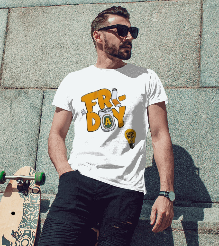 Beer Can Friday Vibes Light Bulb Fuck Yeah Weekend T-Shirt