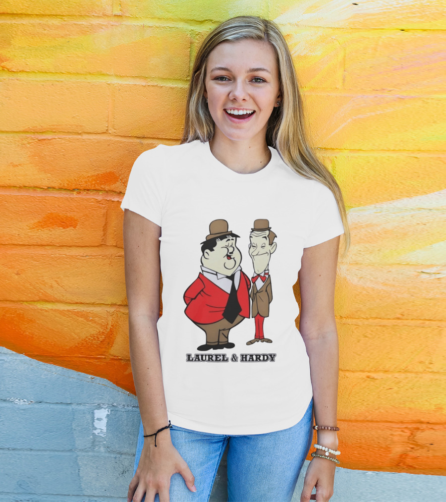 Laurel And Hardy Cartoon Style Classic Comedy T-Shirt