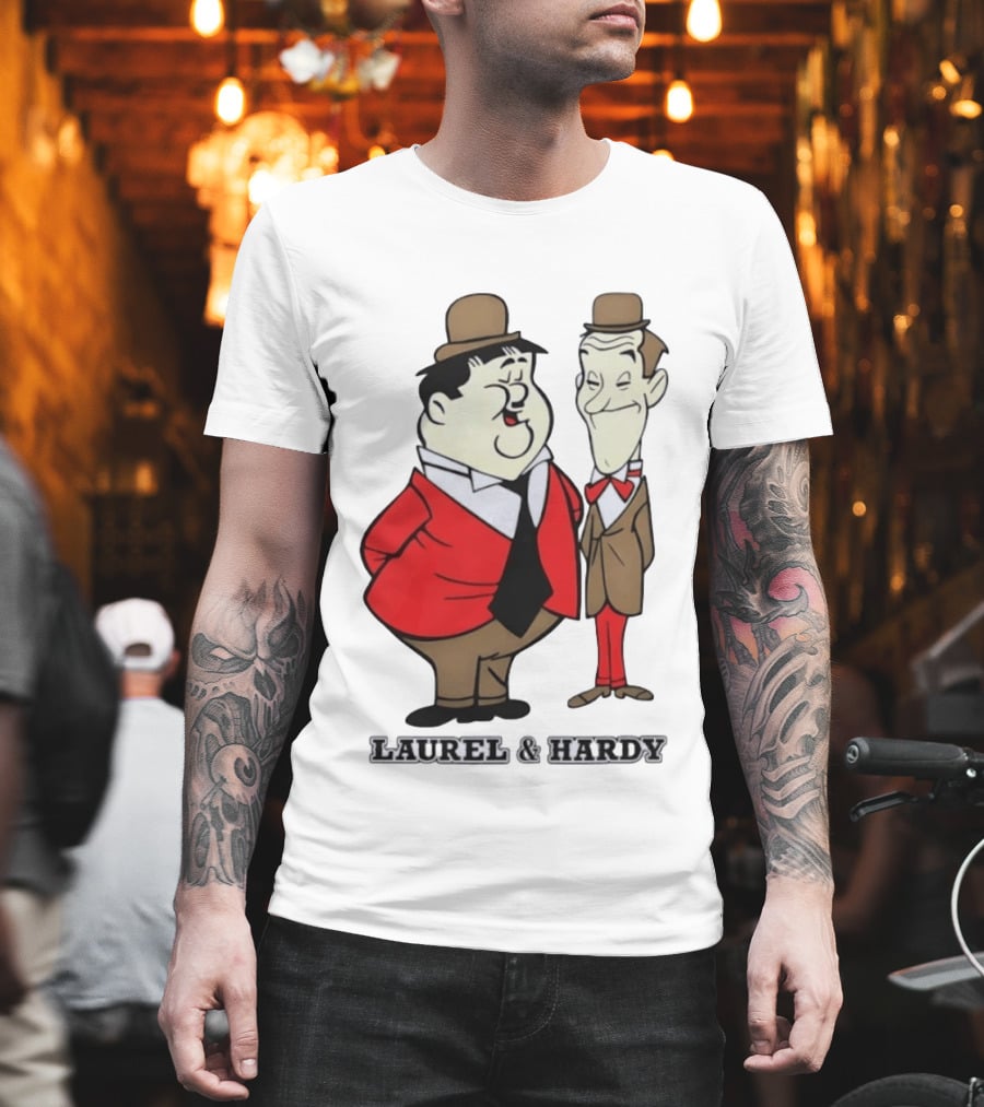 Laurel And Hardy Cartoon Style Classic Comedy T-Shirt