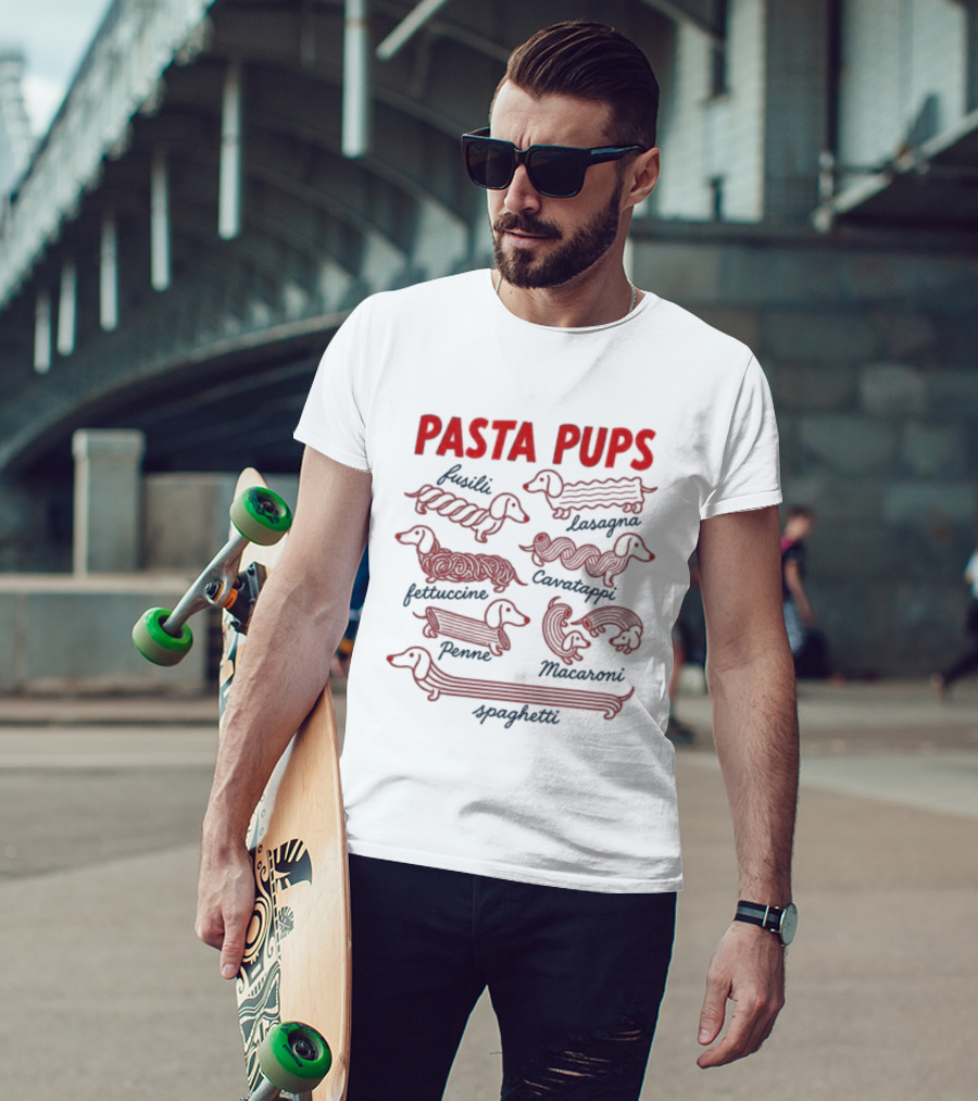 Pasta Pups Fusilli Lasagna Fettuccine Cavatappi Penne Macaroni Spaghetti Dogs T-Shirt