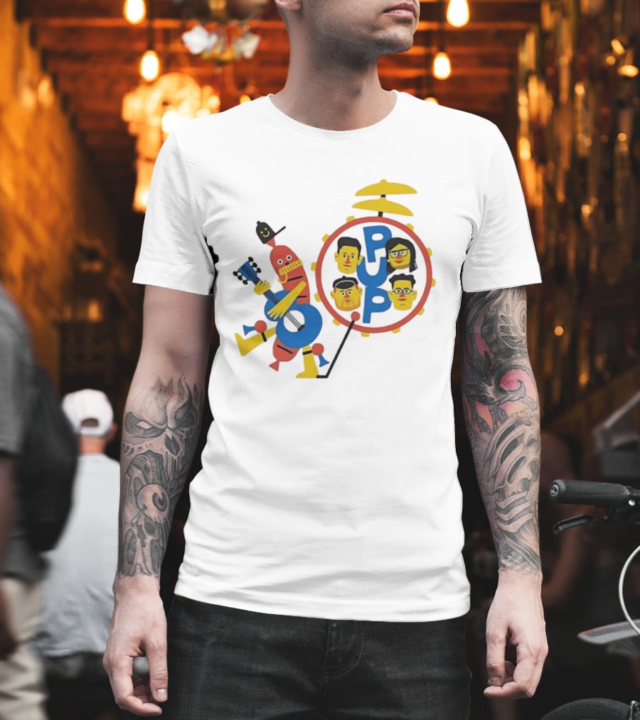 Pup Band Punk Rock Music Cartoon Characters Drums T-Shirt