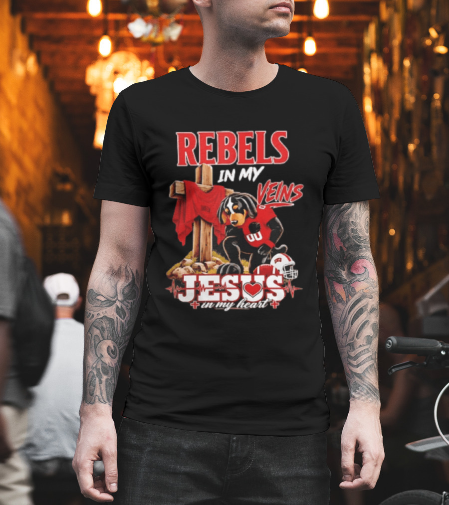 UNLV Rebels Dog In My Veins Jesus In My Heart Football Faith T-Shirt