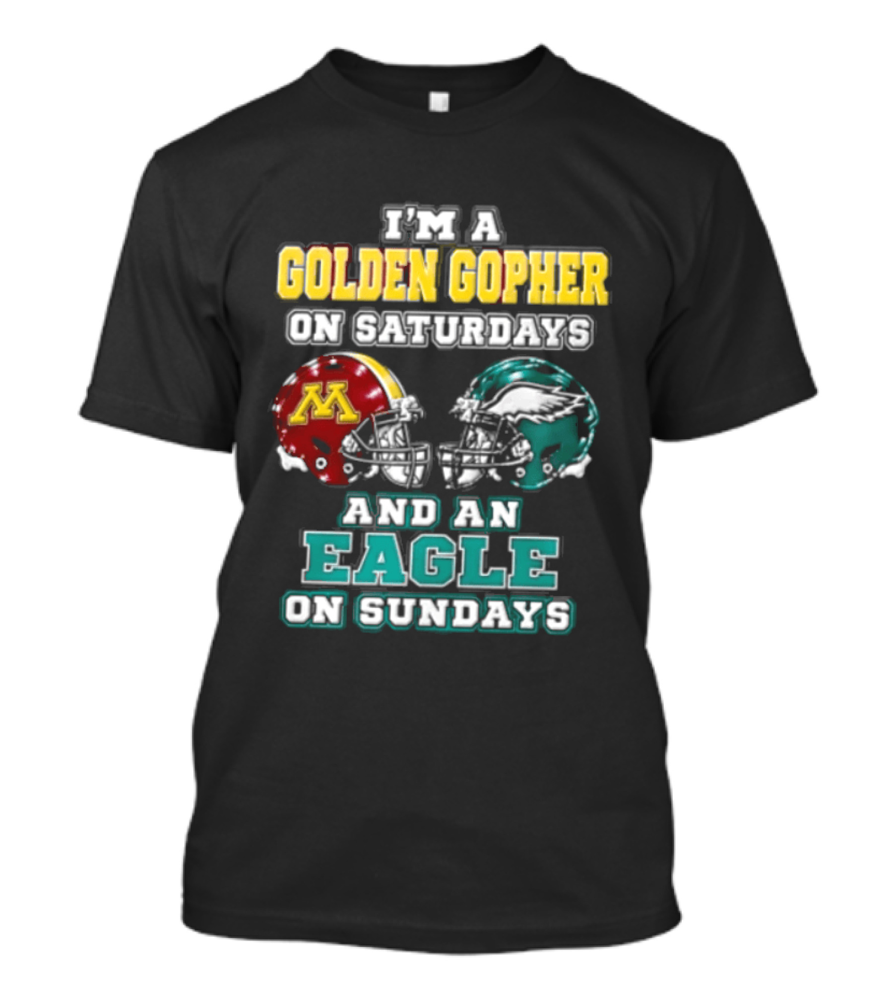 Golden Gopher On Saturdays Eagle On Sundays Helmets T-Shirt