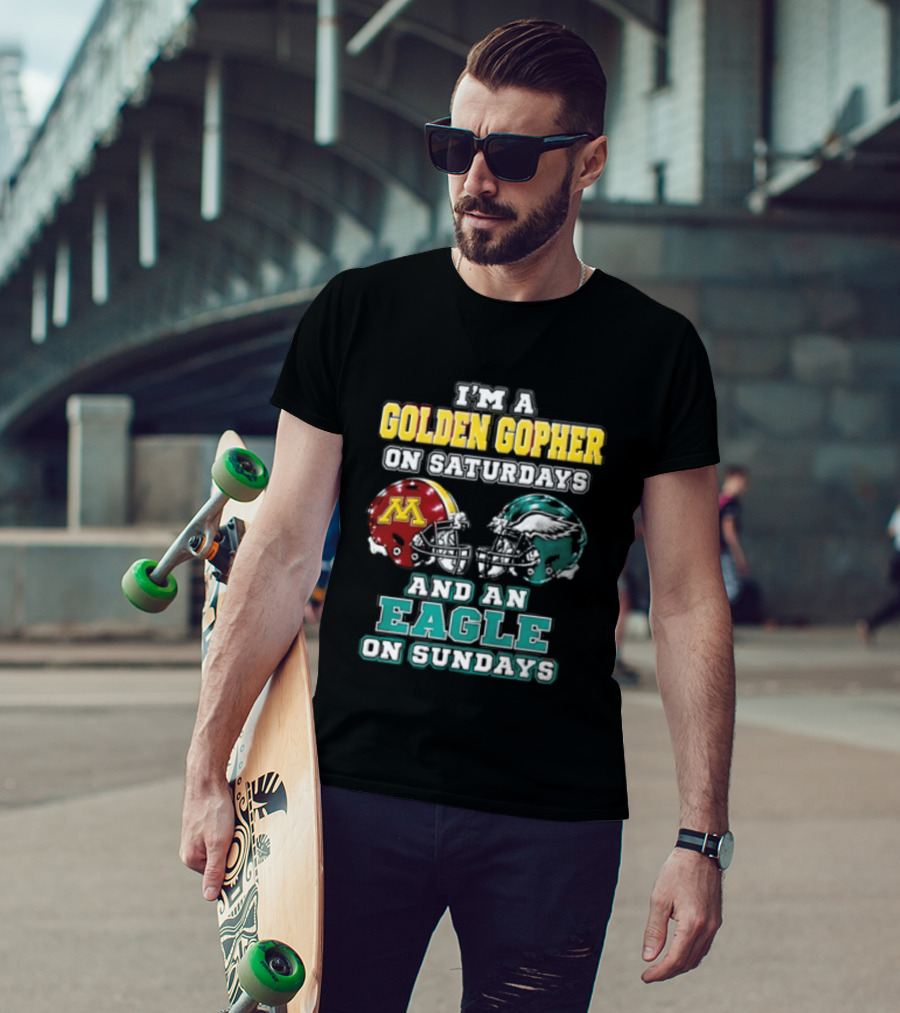 Golden Gopher On Saturdays Eagle On Sundays Helmets T-Shirt