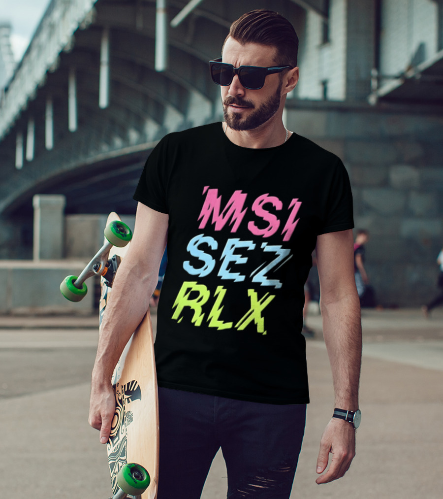 MSI SEZ RLX Glitch Neon Colors Pink Blue Yellow T-Shirt