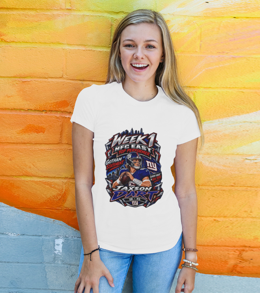 Week 1 NFC East Top Performer Jaxson Dart Gotham Statement Sunday Night New York T-Shirt