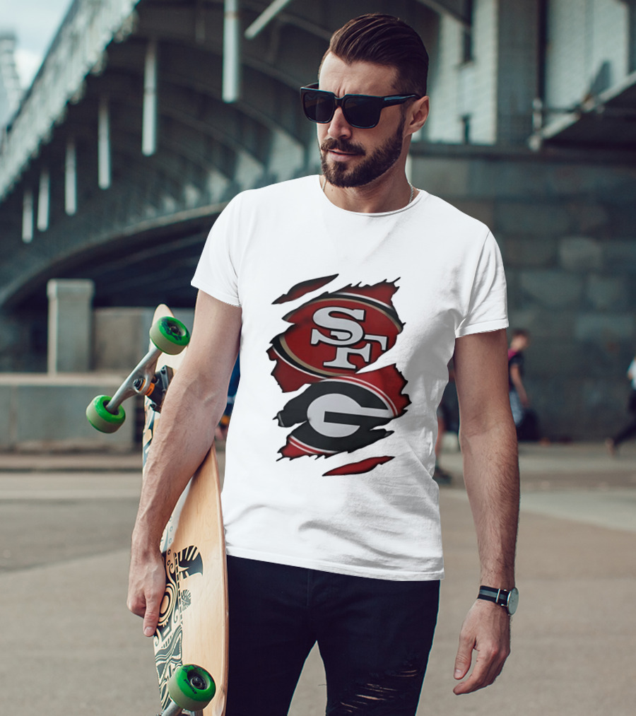 San Francisco 49ers Georgia Bulldogs Torn Fabric T-Shirt